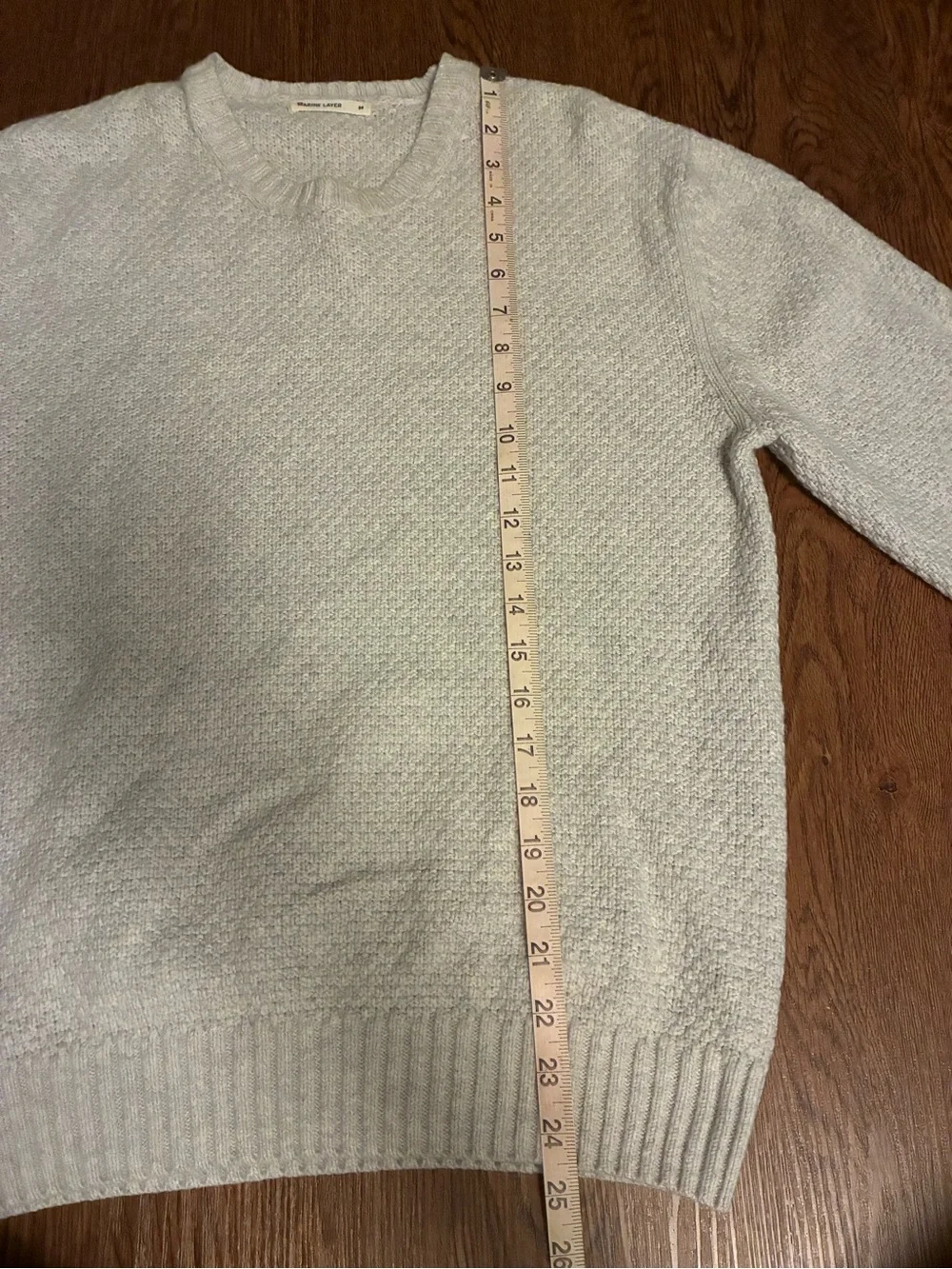 Marine Layer Men's Marl Crew Gray-Blue Merino-Wool Blend Knit Sweater - Size M